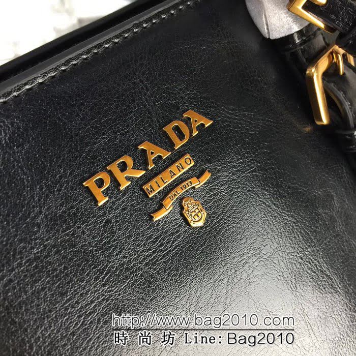 普拉達PRADA原單 2966 義大利最新版 雙色油臘皮 手提肩背包 PHY1379